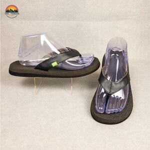 Sanuk Yoga Mat Flip Flop Thong Sandals Black Comfort Beach Pool Women's Size 8